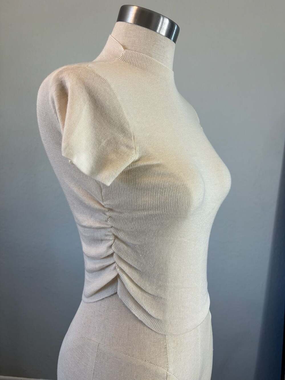 Office Lady Slim Fit Knitted Shirt Women 2023 Summer Tops Short Sleeve Blouse Ha - Picture 3 of 8